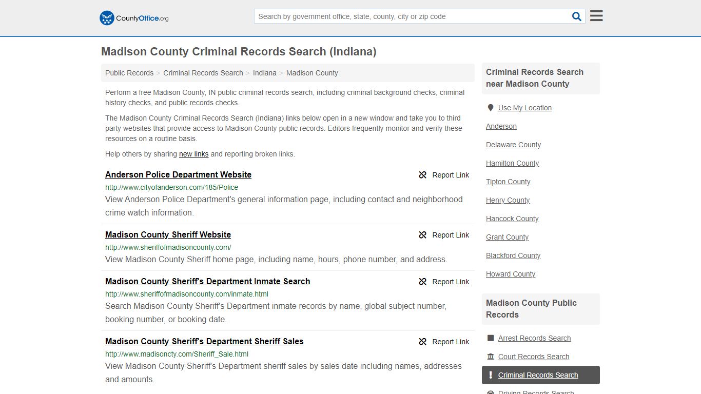 Criminal Records Search - Madison County, IN (Arrests ...